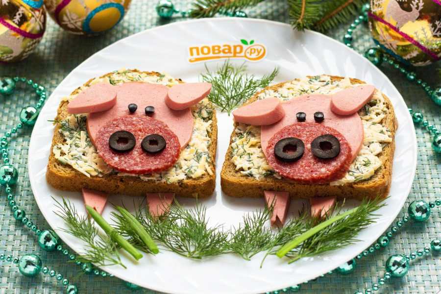 Новогодний бутерброд в год свиньи рецепт с фото - 1000.menu