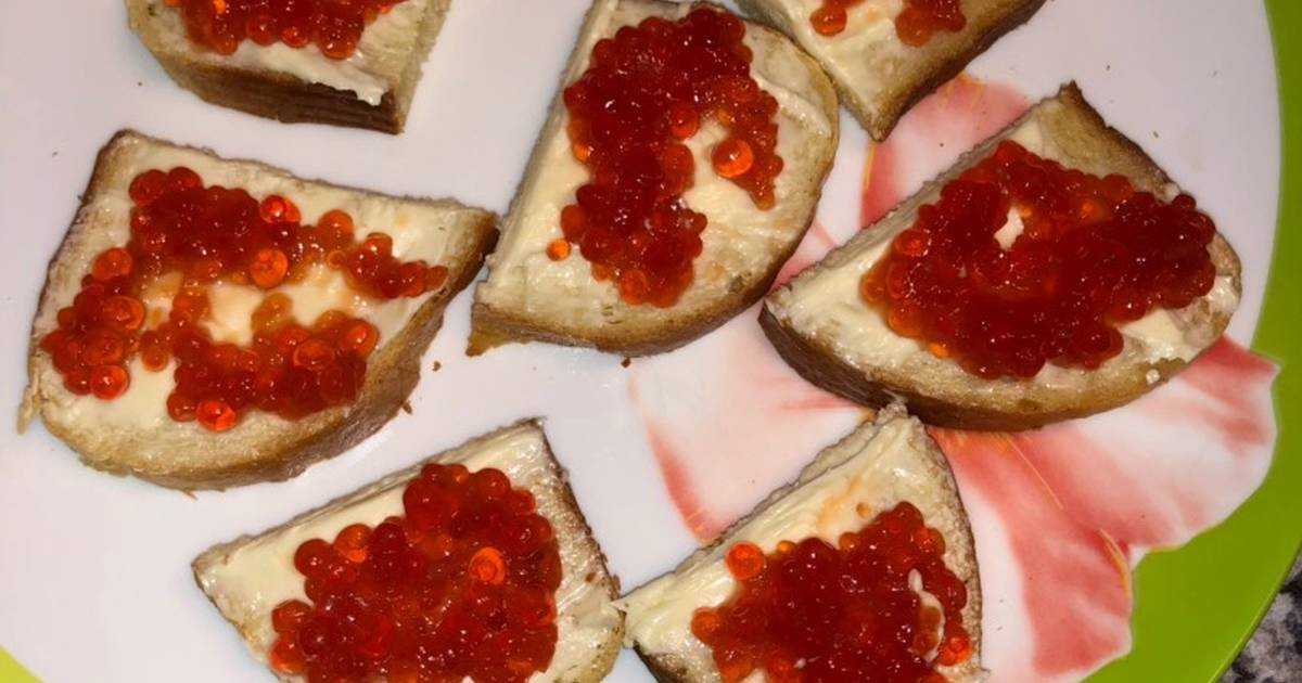 Бутерброды простые с красной икрой на завтрак рецепт с фото пошагово - 1000.menu