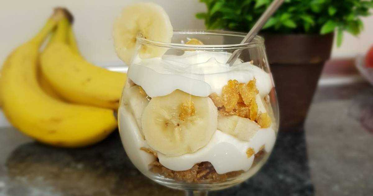 Творожный десерт с бананом и желатином