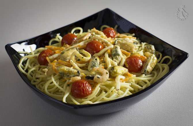 Паста с морепродуктами в сливочном соусе по-итальянски