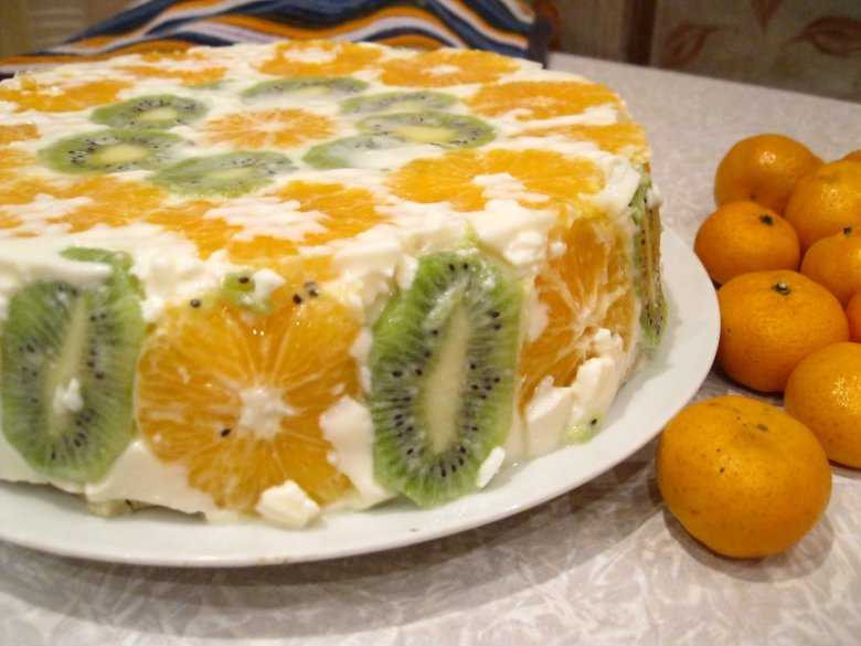 Желейный торт с фруктами и сметаной: простые рецепты без выпечки