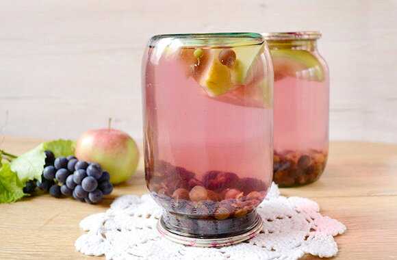 Компот из винограда и яблок на зиму без стерилизации - рецепт с фото пошагово