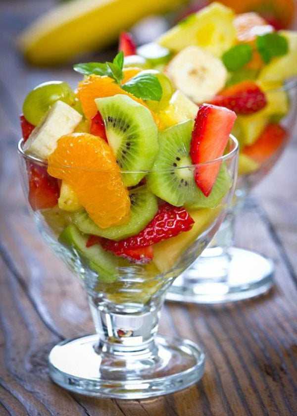 Рецепт фруктового салата с мороженым