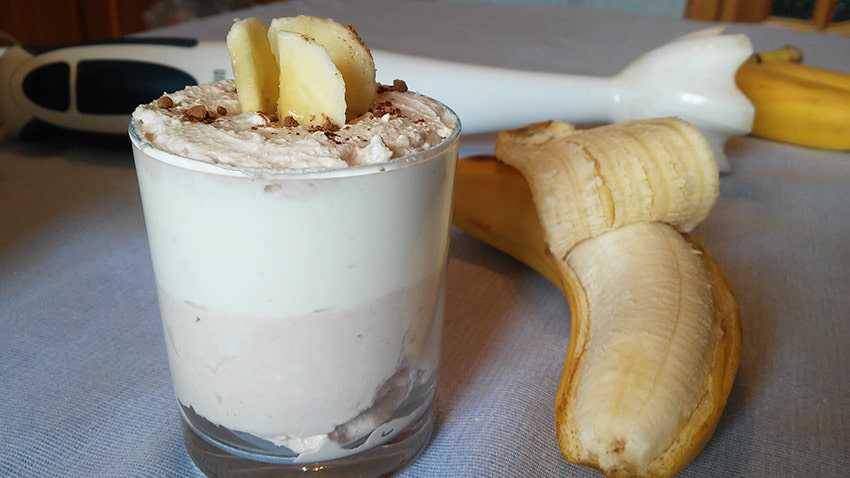 Десерт банановый творожный с бананом и желатином