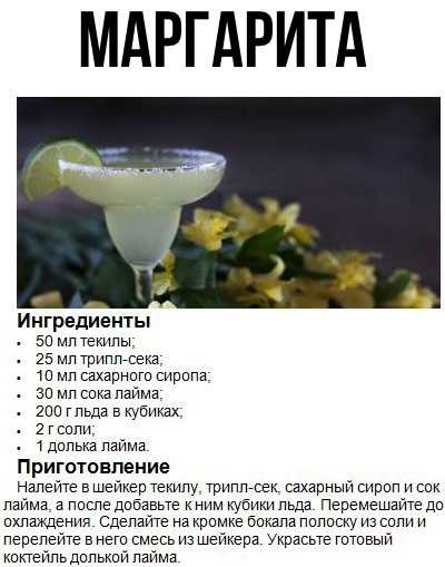 Рецепты приготовления коктейля маргарита