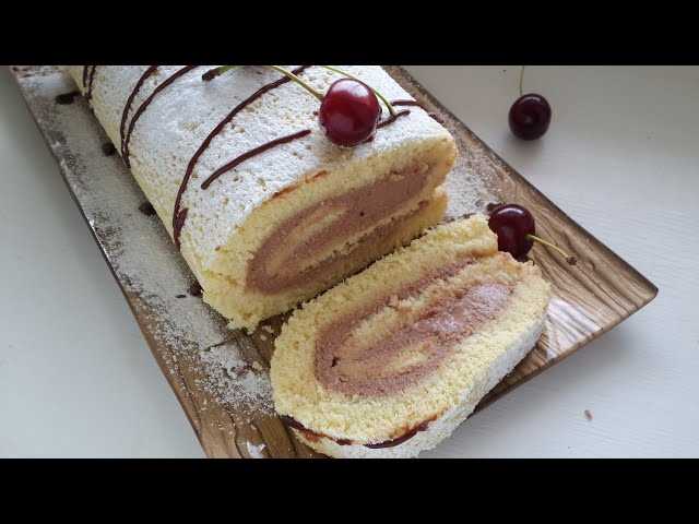 Бисквитный шоколадный рулет -пошаговый рецепт с фото