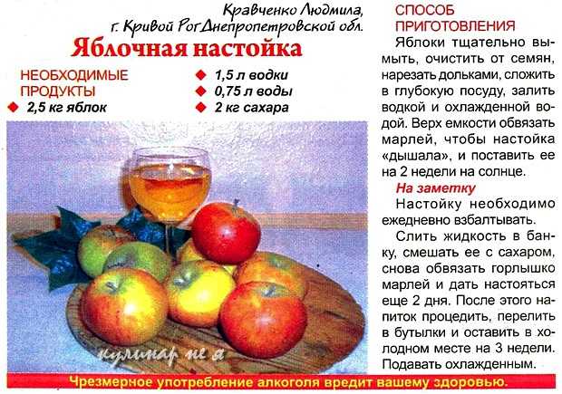 Настойка из яблок в домашних условиях — простой рецепт на водке, на спирту и на самогоне