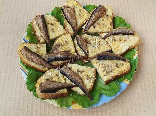 Бутерброды со шпротами на черном хлебе с чесноком рецепт с фото
